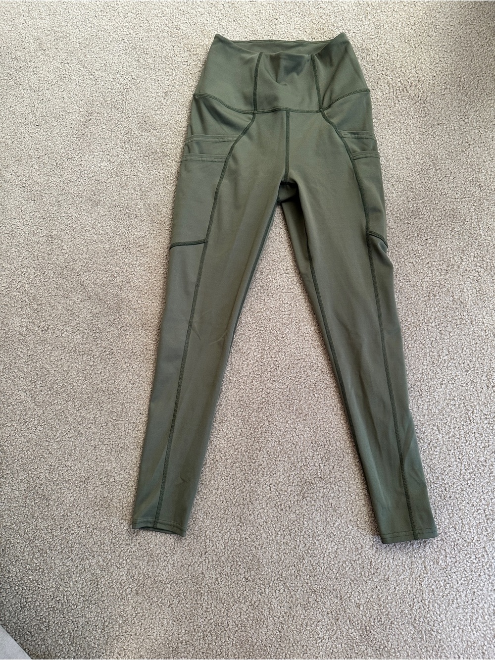 FP Movement by Free People Olive Green High-Rise Leggings with Side Pockets
